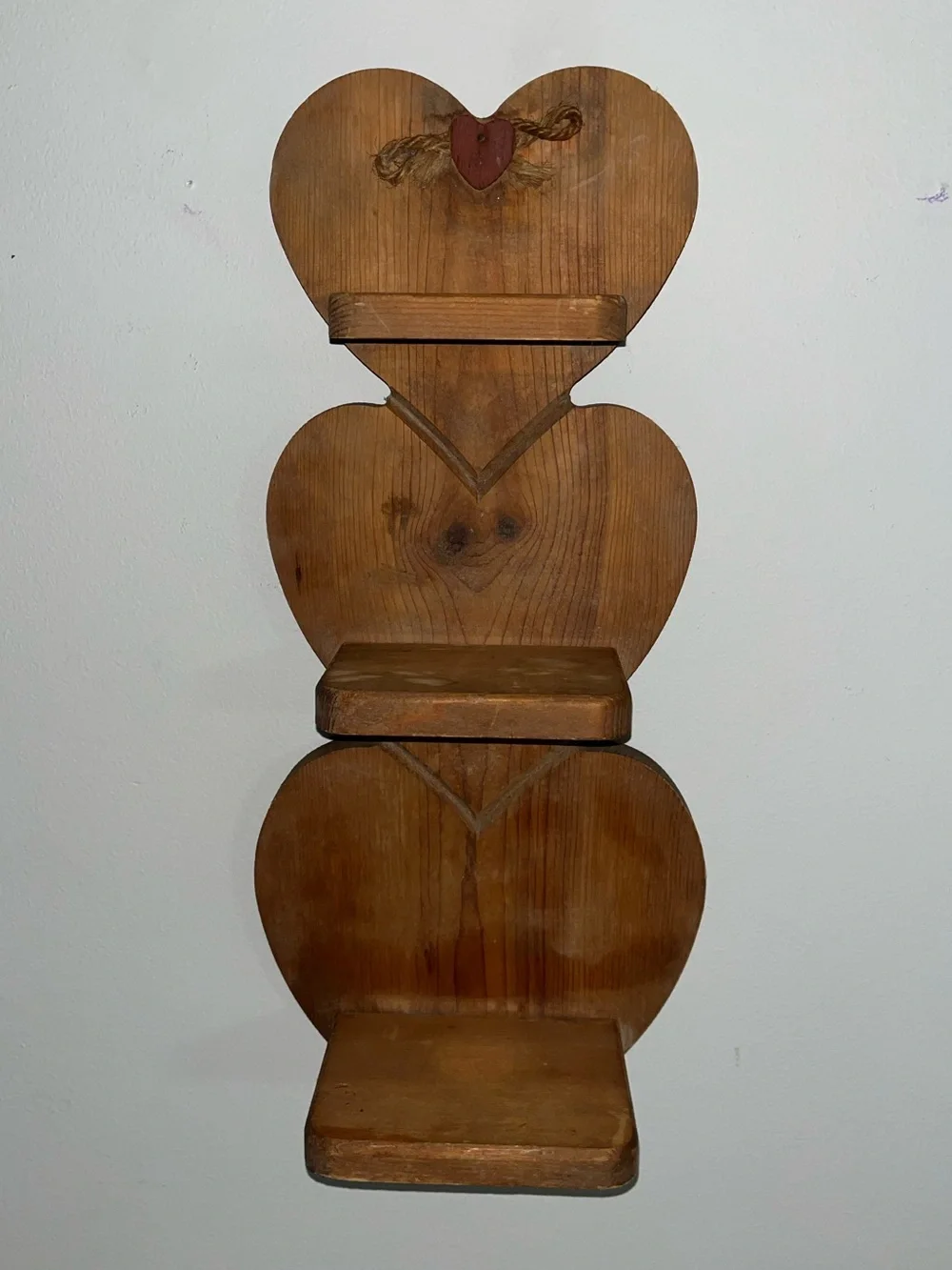 Rustic Heart Stack 3 tiered Wooden Shelf